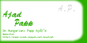 ajad papp business card